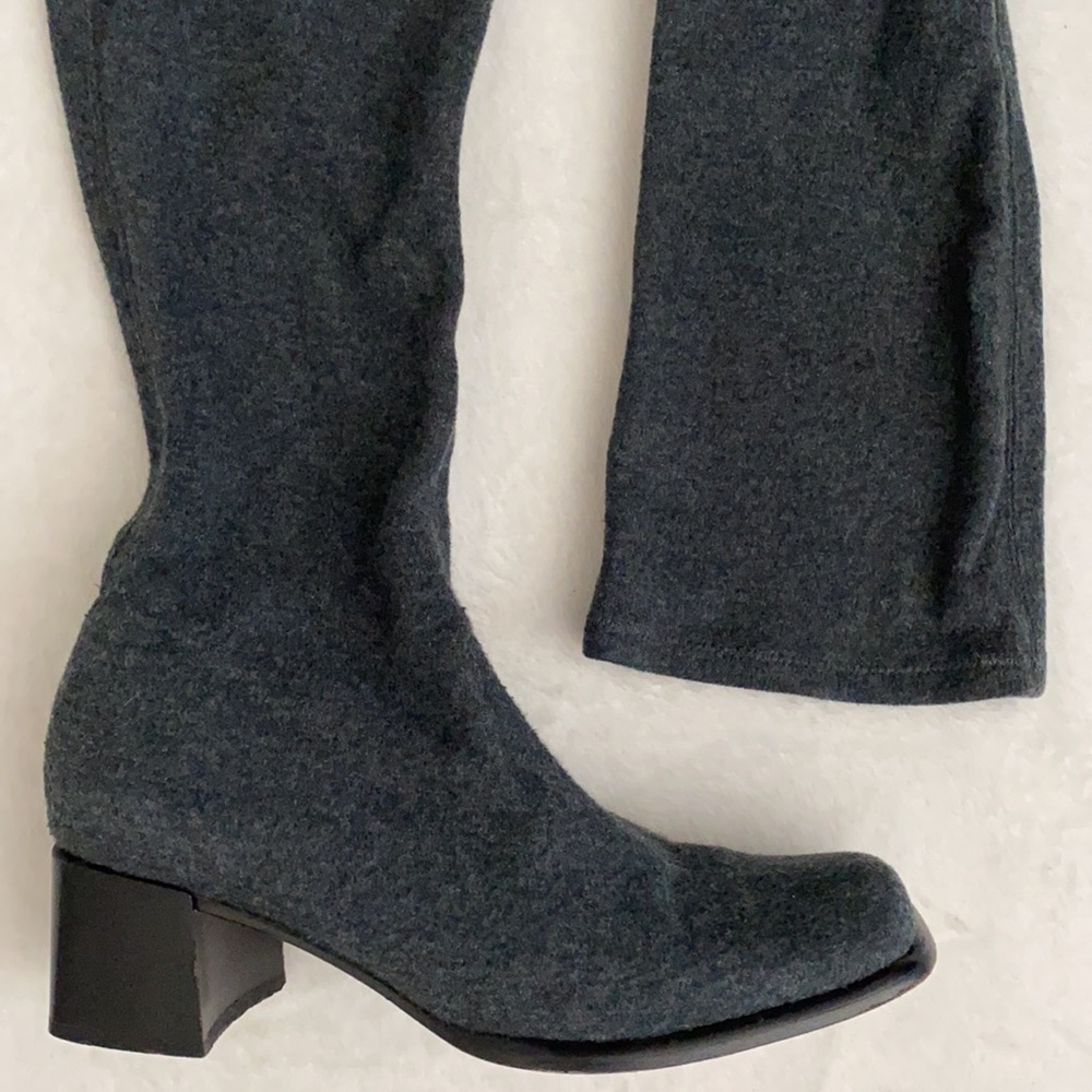 {VTG} Sesto Meucci | Pull On Chunky Heel Square Toe Stretch Sock Boots Gray (8) - Picture 6 of 15